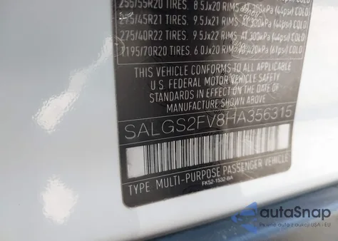 2017 Land Rover Range Rover 3.0L V6 Supercharged Hse z USA, uszkodzony, nr VIN SALGS2FV8HA356315